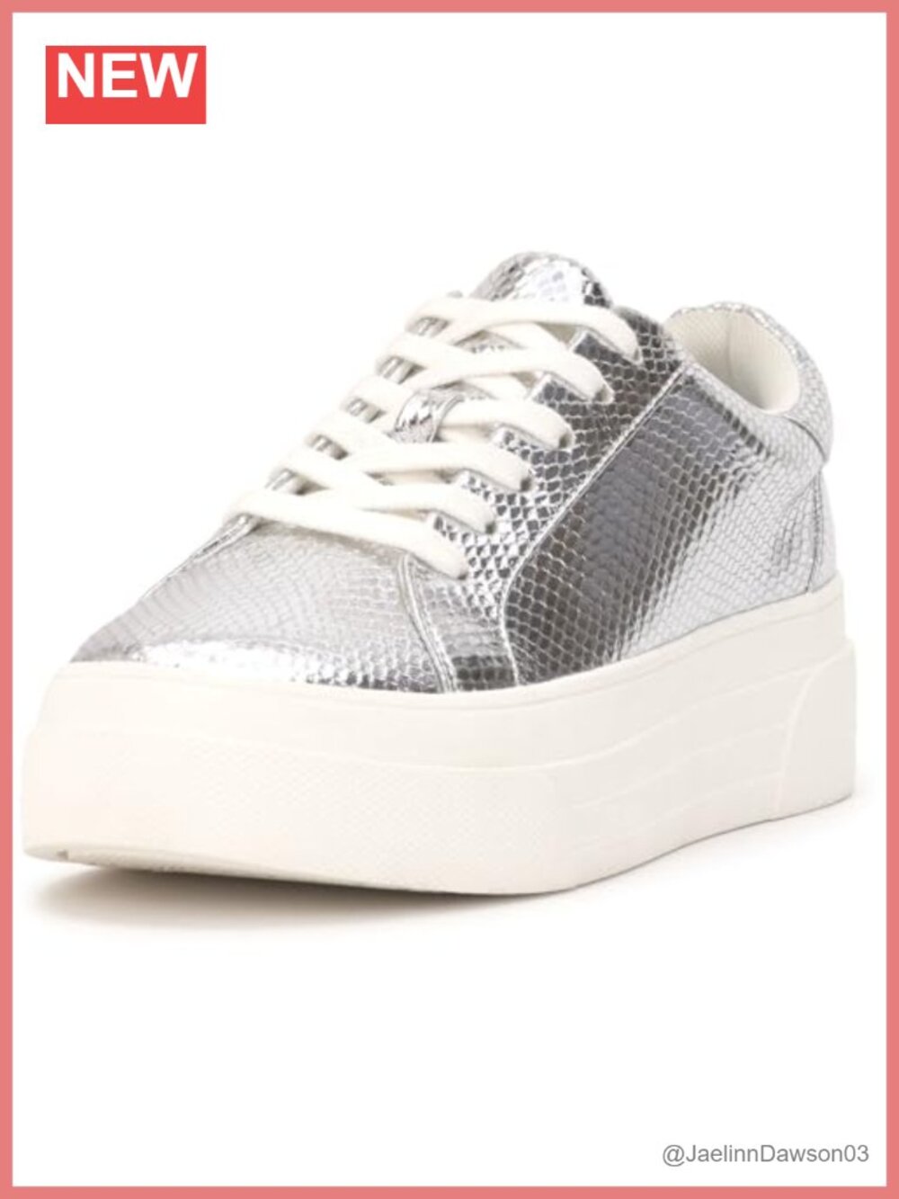Faux Leather Embellished Platform Sneakers Lace-Up Round Toe